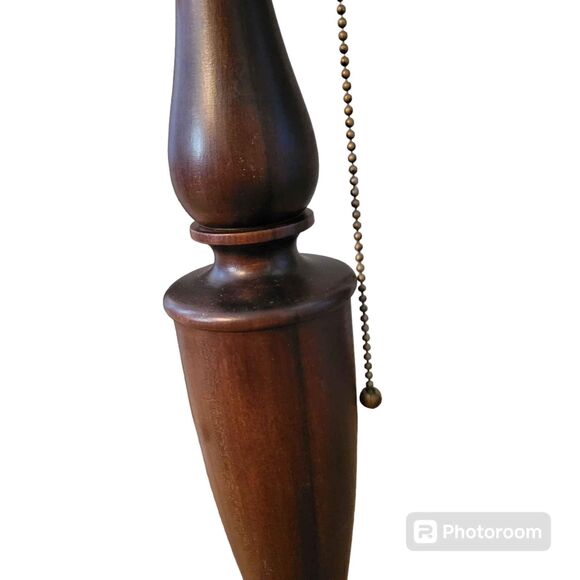 Mid 20th Century 23" Wooden and Brass Lamp - Picture 5 of 10